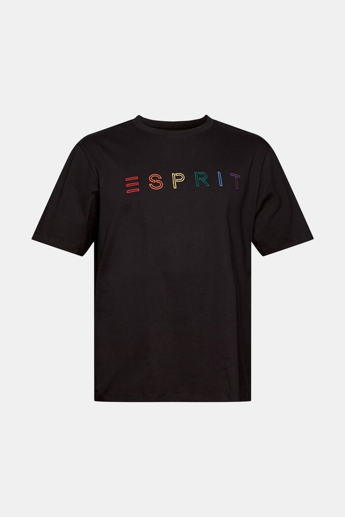 Jersey-T-shirt med broderi, 100% bomull, BLACK, detail image number 7