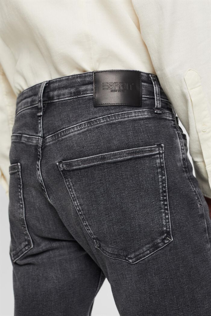 Smala jeans med medelhög midja, BLACK DARK WASHED, detail image number 5