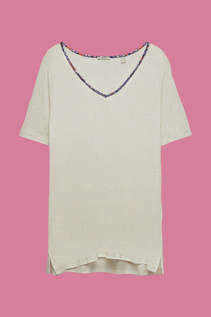CURVY T-shirt med blommönstrade passpoaler, TENCEL™, ICE, detail image number 2