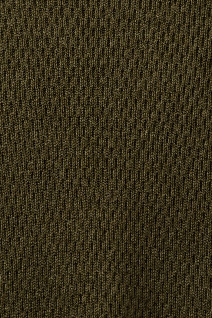Strukturstickad tröja med rund ringning, DARK KHAKI, detail image number 4