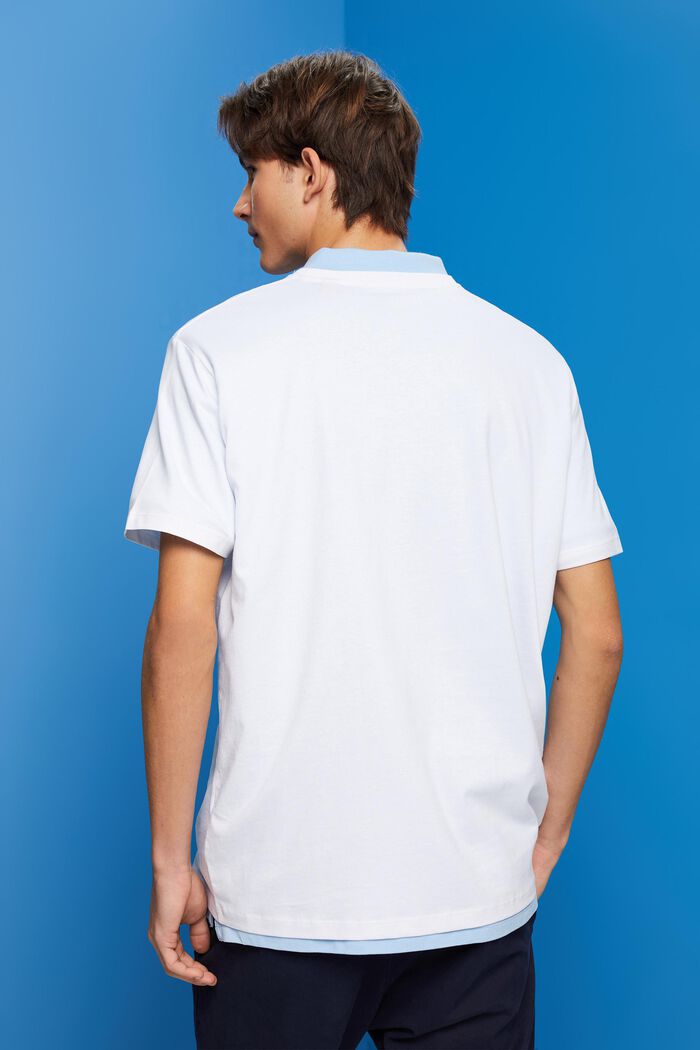 Bomulls-T-shirt med kontrastrand, WHITE, detail image number 3