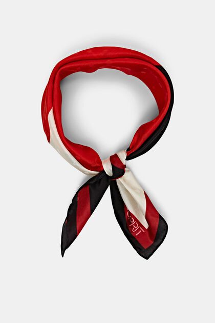 Fyrkantig mönstrad scarf i silkesblandning