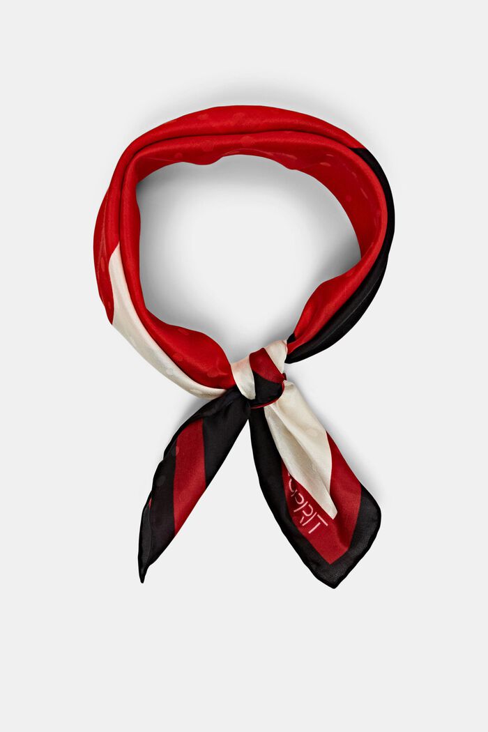 Fyrkantig mönstrad scarf i silkesblandning, RED, detail image number 0