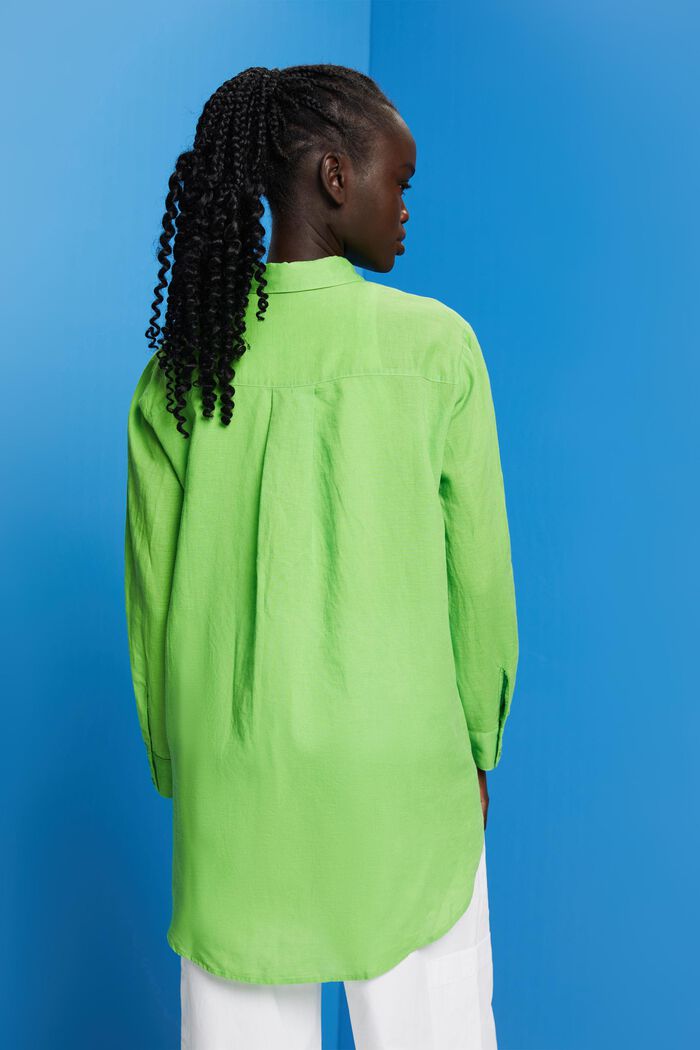 Skjorta i mix av linne och bomull, GREEN, detail image number 3