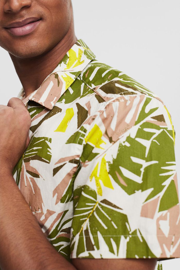 Skjorta med tropiskt bladmönster, LIGHT BEIGE, detail image number 2