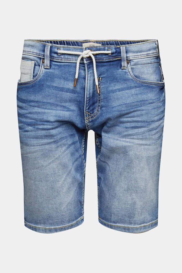 Korta jeansshorts med dragsko, BLUE LIGHT WASHED, detail image number 5