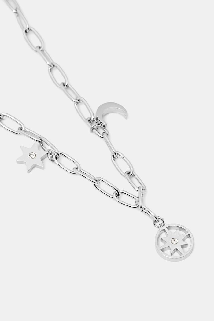 Armband i form av kedja med hängen, rostfritt stål, SILVER, detail image number 1