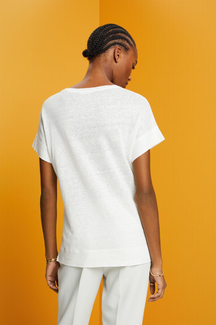 T-shirt i linne, OFF WHITE, detail image number 3