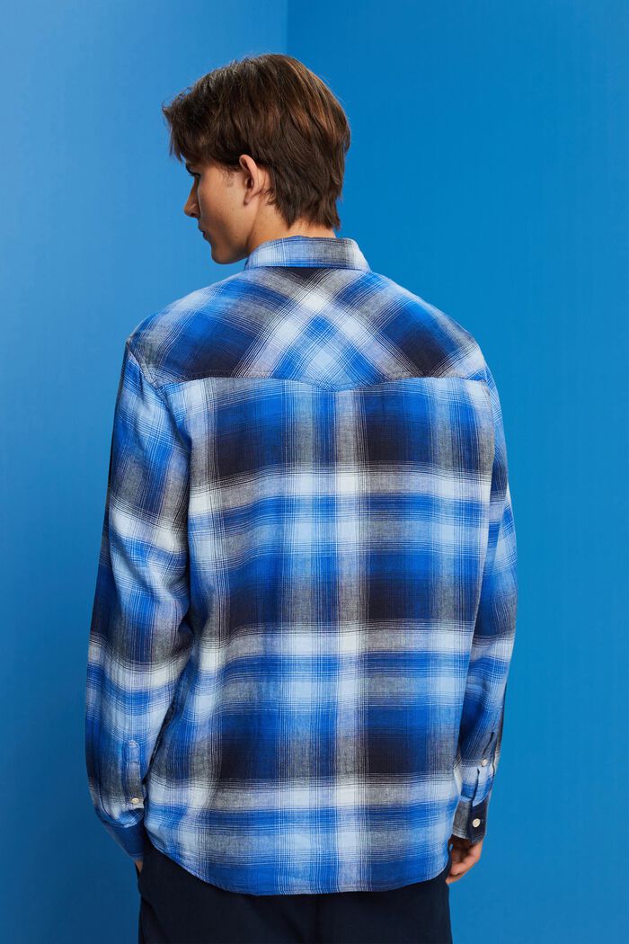 Skotskrutig skjorta i mix av bomull och hampa, BLUE, detail image number 3