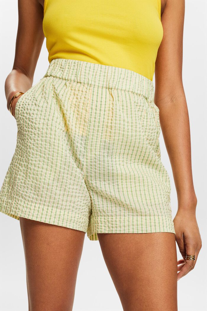 Krinklade randiga shorts, LIGHT GREEN, detail image number 3