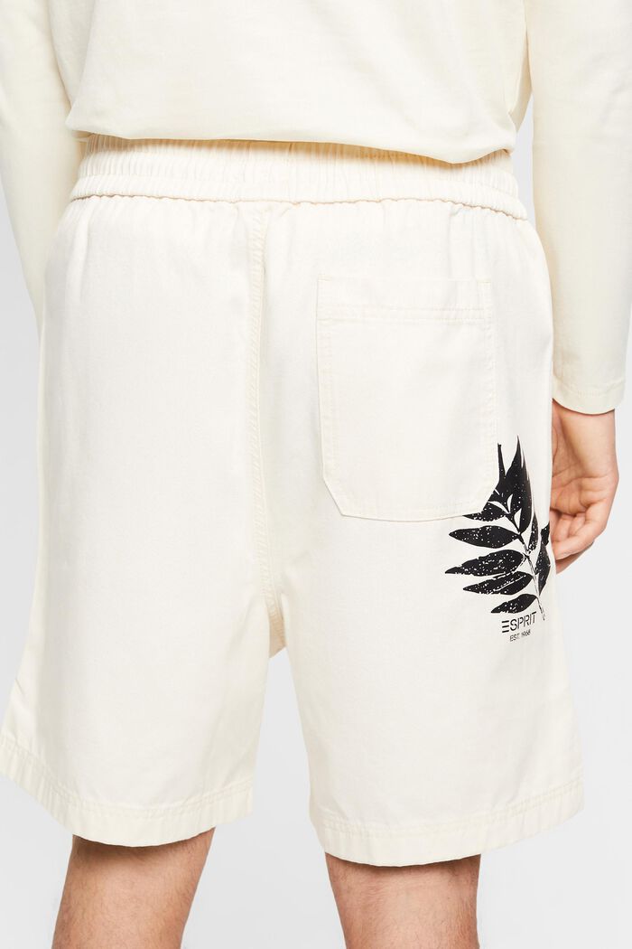 Shorts i ren bomull med tryck bak, CREAM BEIGE, detail image number 4