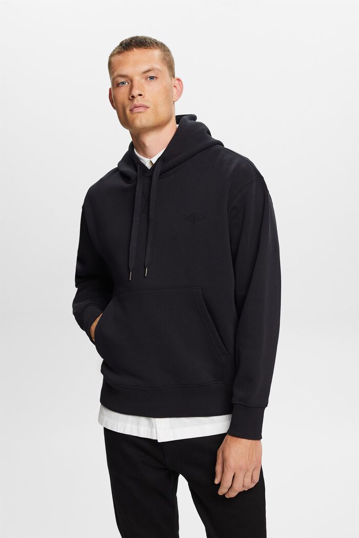 Sweatshirt med huva och logobroderi, BLACK, detail image number 0