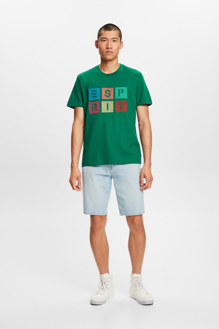 T-shirt i bomull med logotryck, DARK GREEN, detail image number 4