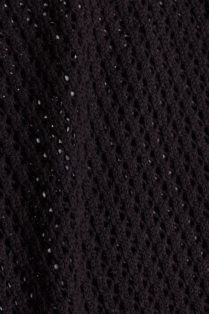 Hålstickad tröja i bomull, BLACK, detail image number 4