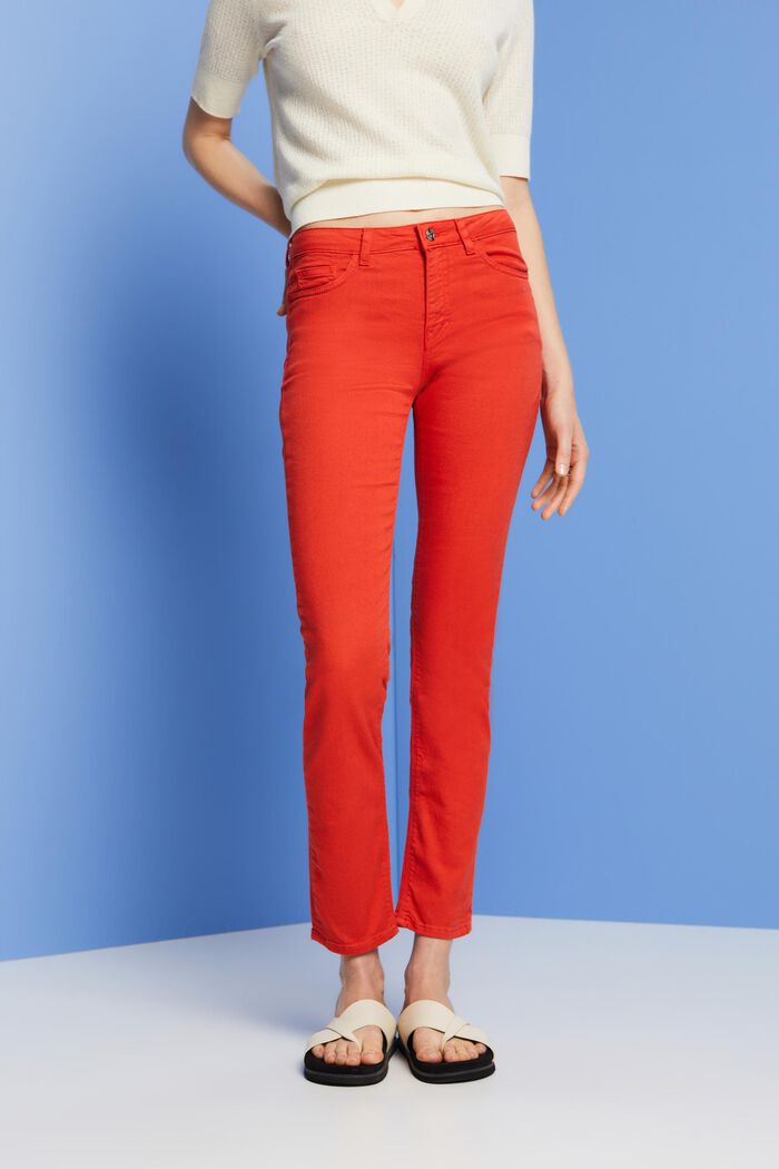 Smala jeans med medelhög midja, ORANGE RED, detail image number 0