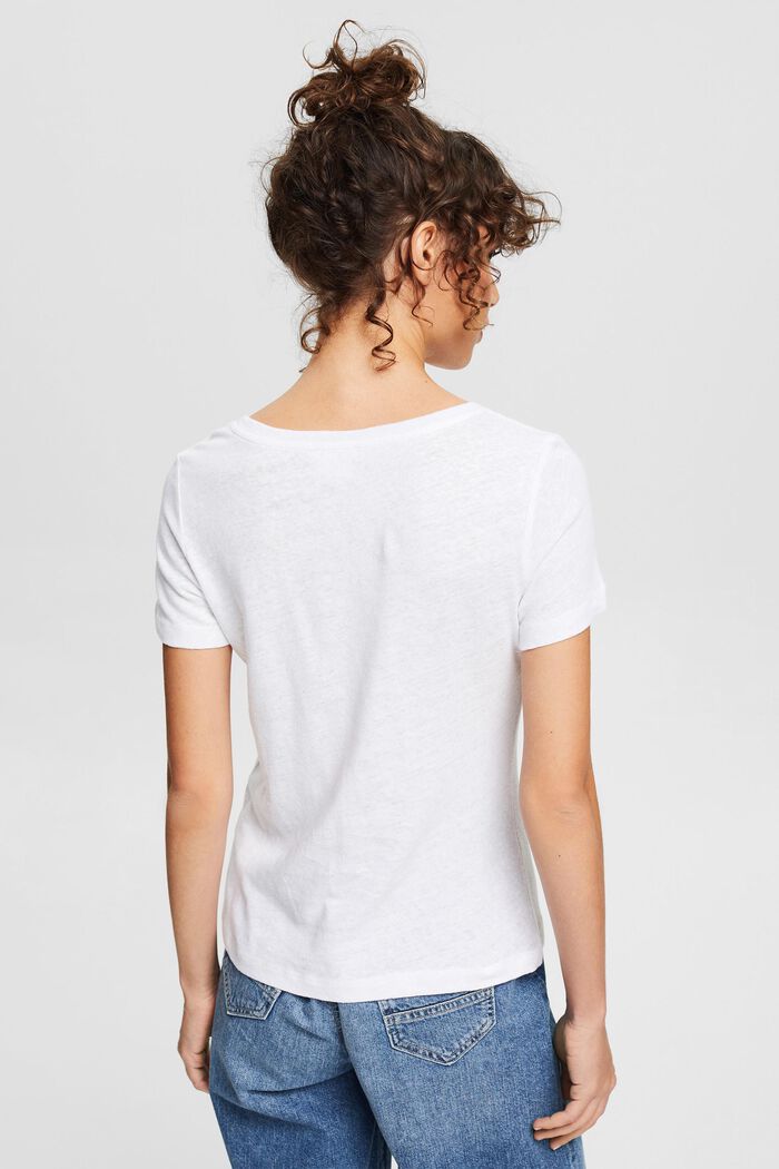 Med linne: enfärgad T-shirt, WHITE, detail image number 3