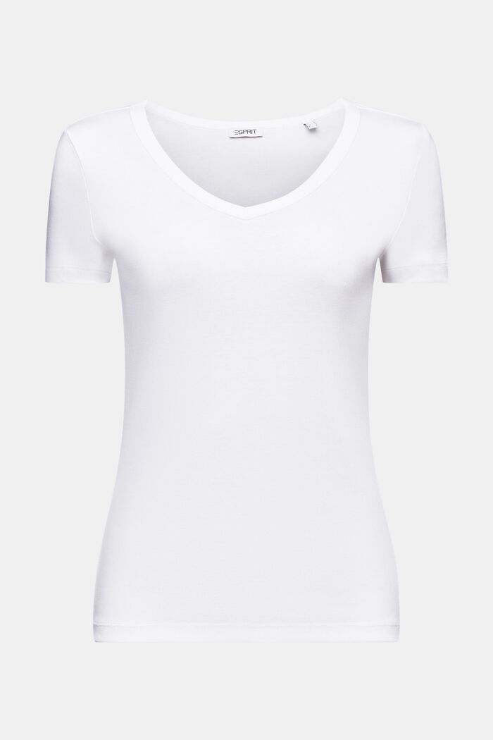 V-ringad T-shirt i bomull, WHITE, detail image number 6