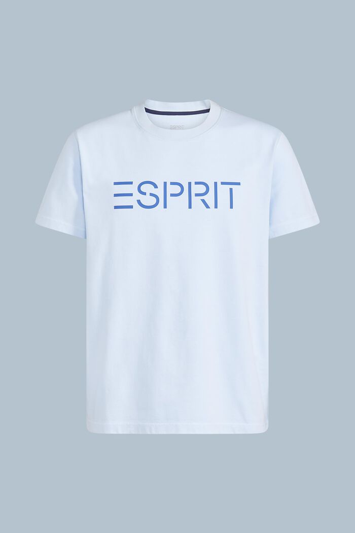 T-shirt i bomullsjersey med logo, unisexmodell, PASTEL BLUE, detail image number 5