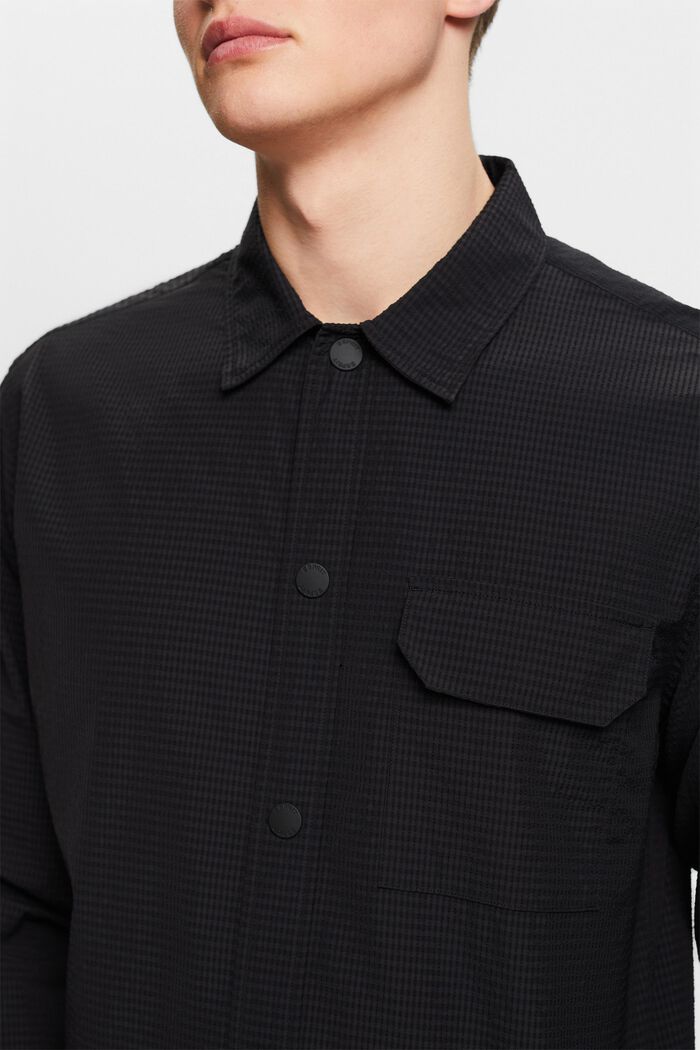 Texturerad långärmad skjorta, BLACK, detail image number 3