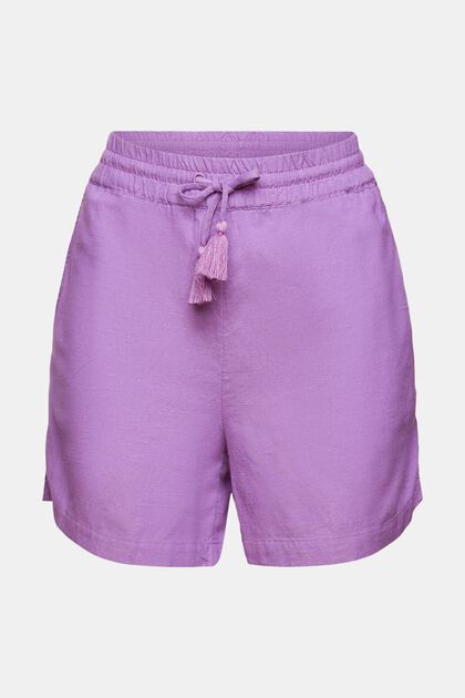 Med linne: shorts med dragskolinning, VIOLET, overview