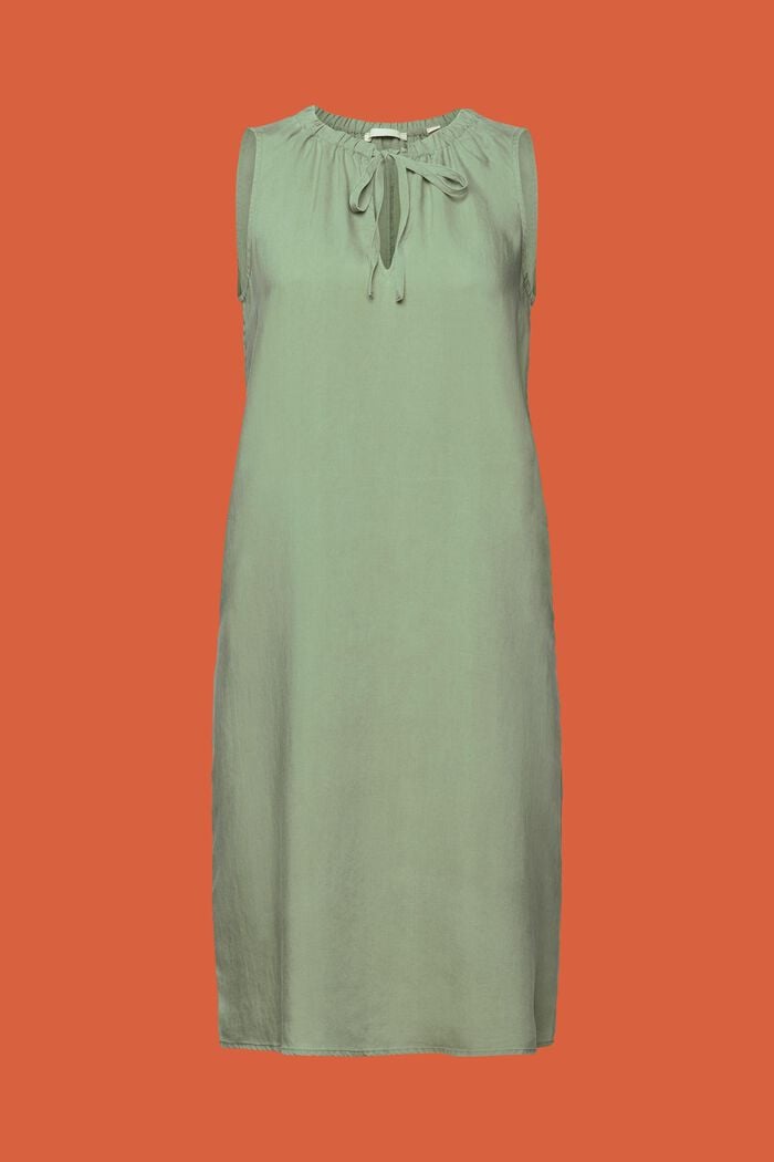 Ärmlös klänning med resår i kragen, PALE KHAKI, detail image number 6