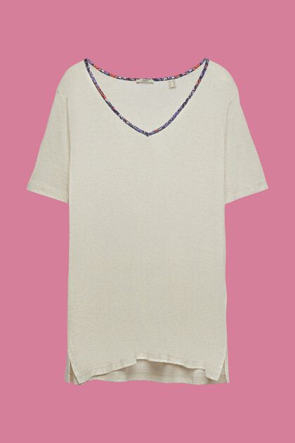 CURVY T-shirt med blommönstrade passpoaler, TENCEL™