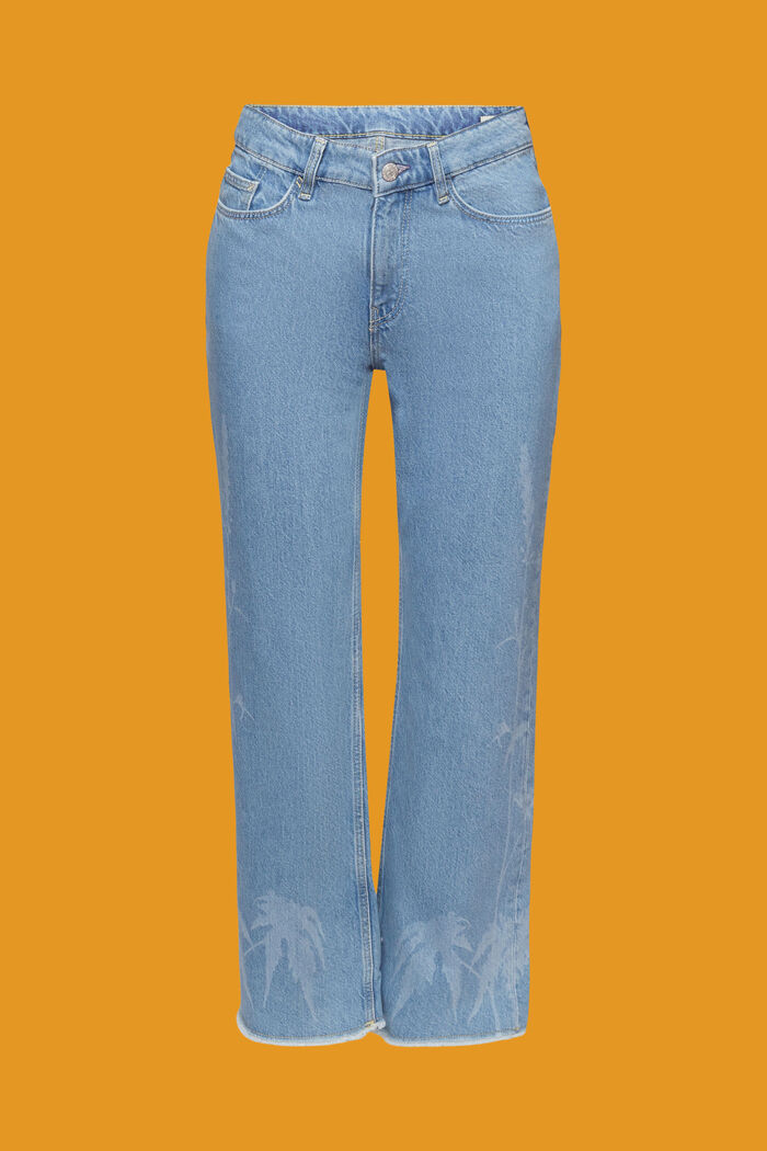 Mönstrade korta jeans, 100% bomull, BLUE LIGHT WASHED, detail image number 7