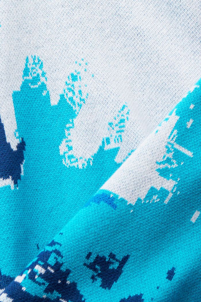 Tröja med halvlång dragkedja och vågigt mönster, BLUE, detail image number 5
