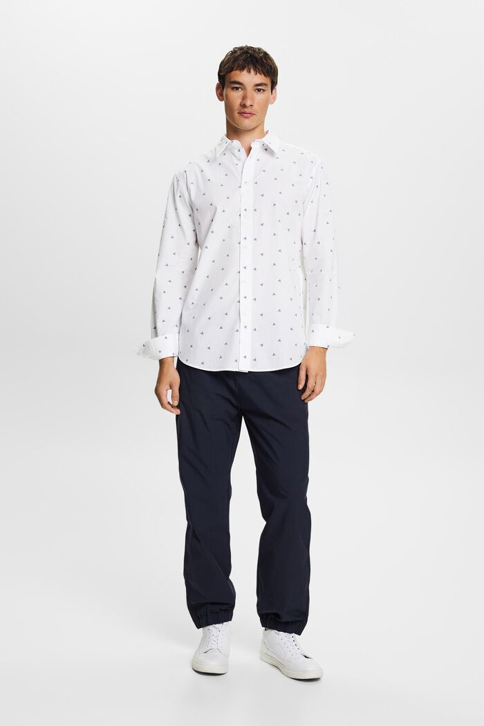Mönstrad skjorta, 100% bomull, NEW WHITE, detail image number 0