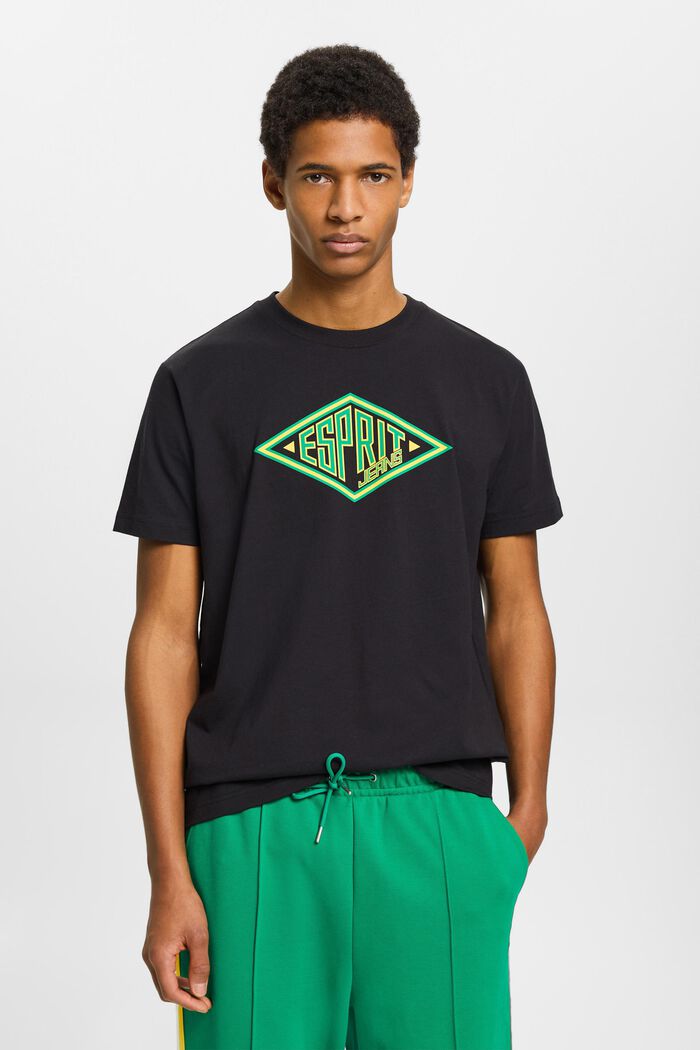 T-shirt i bomull med logotryck, BLACK, detail image number 0