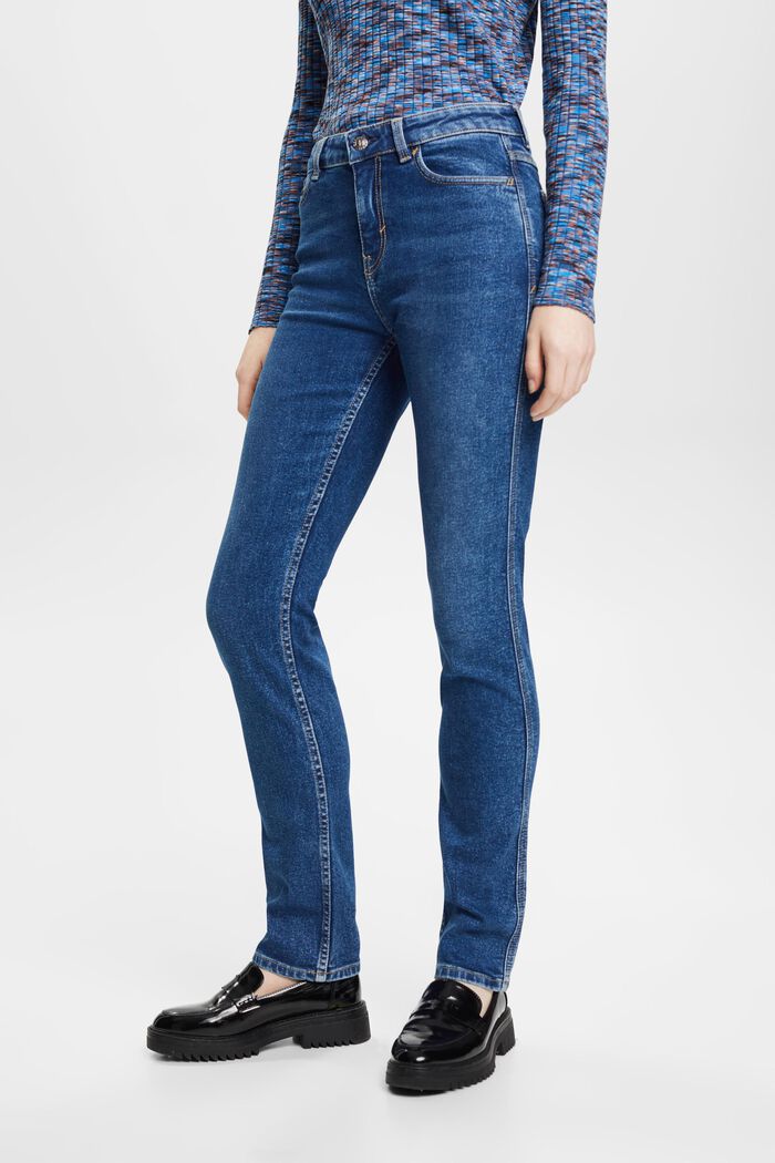 Jeans med raka ben och hög midja, BLUE MEDIUM WASHED, detail image number 0