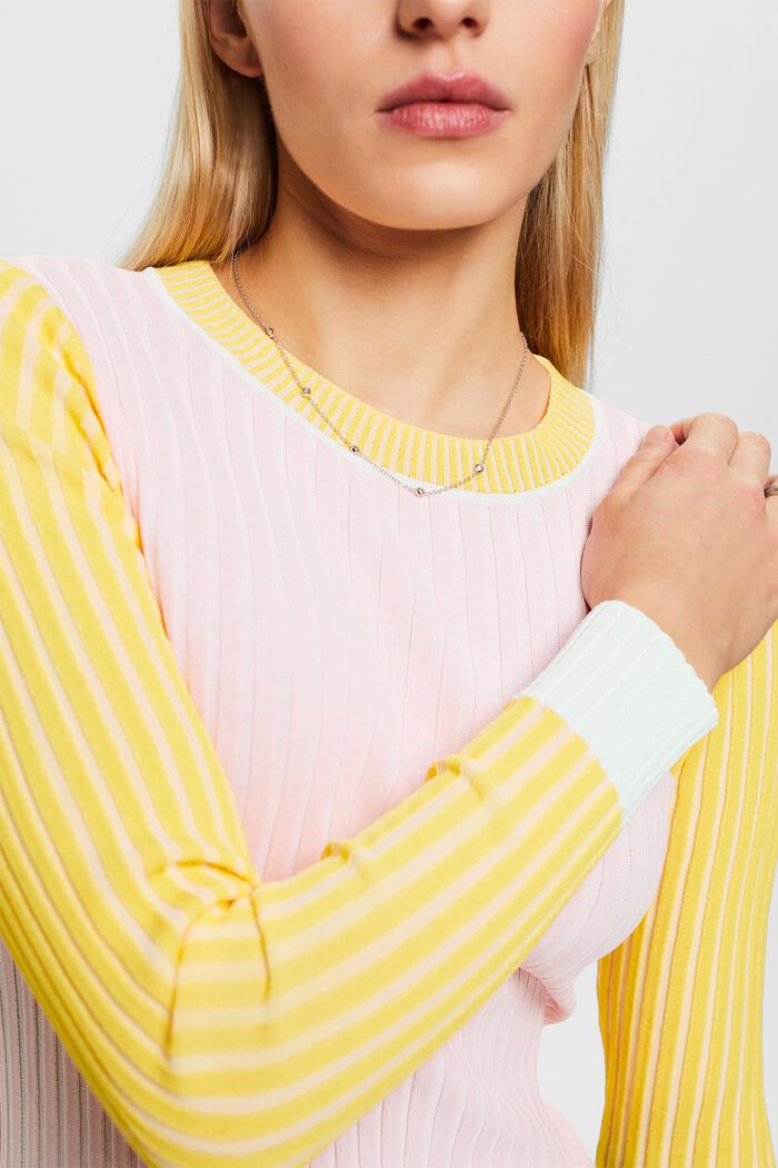 Ribbad tröja med färgblock, PASTEL PINK, detail image number 2
