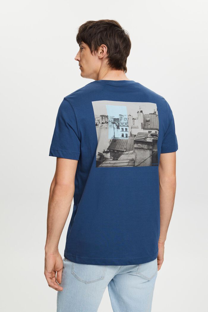 T-shirt med tryck i fram- och bakstycket, GREY BLUE, detail image number 3