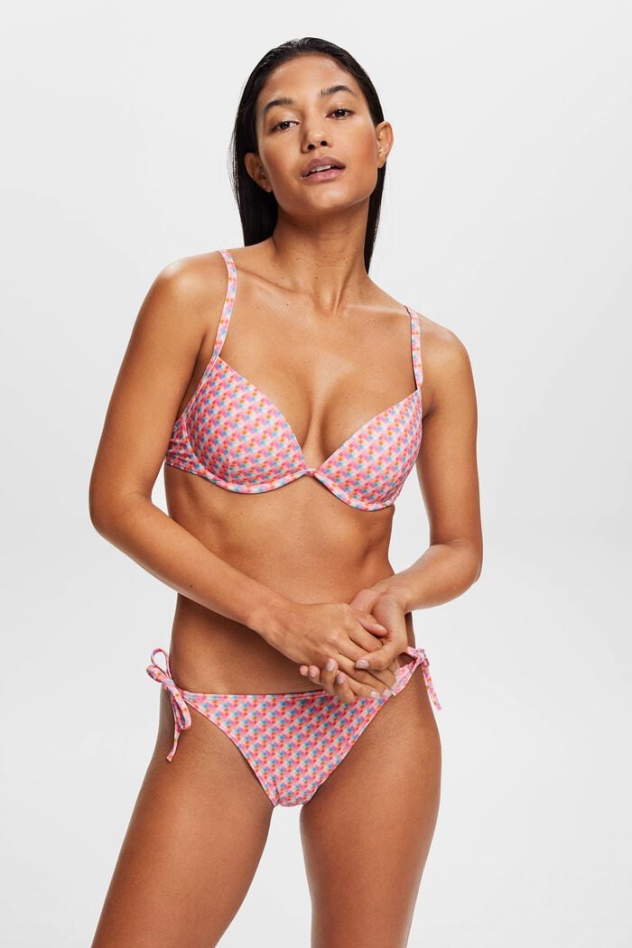 Flerfärgad bikinitrosa med knytband, PINK FUCHSIA, detail image number 0