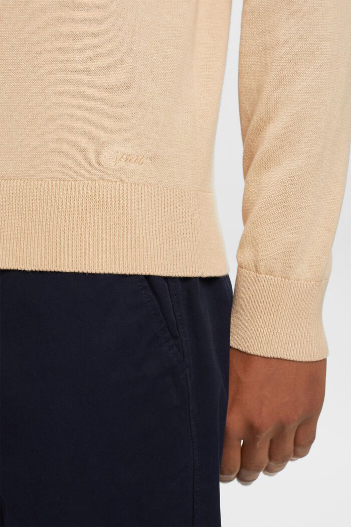 Stickad tröja med tenniskrage, TENCEL™, SAND, detail image number 2