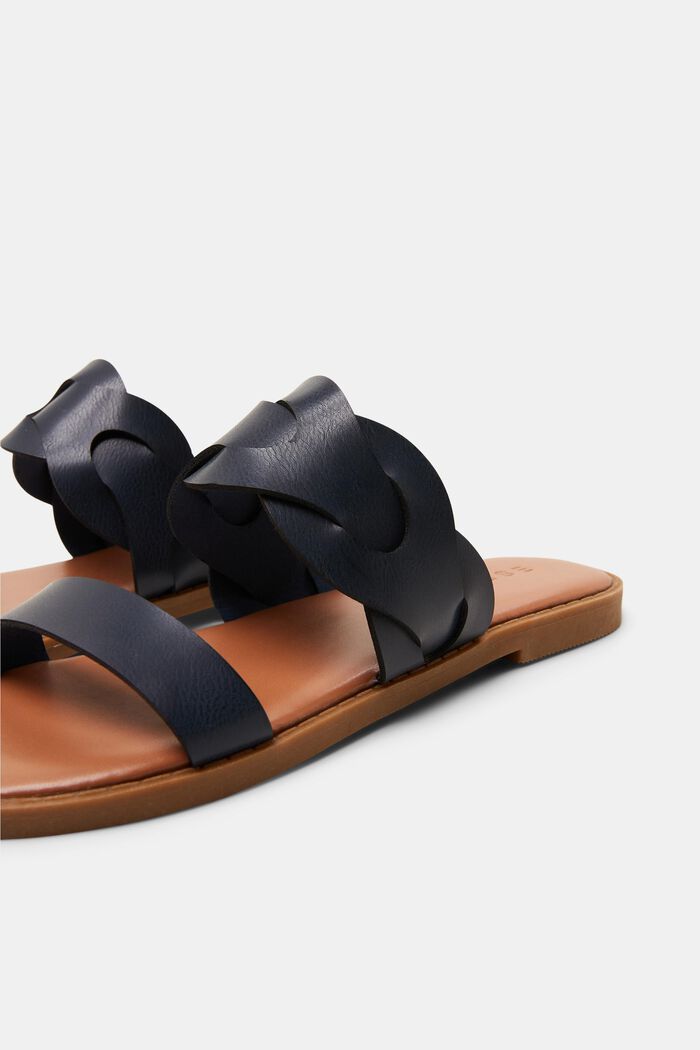 Flätade slip-in sandaler i veganskt läder, NAVY, detail image number 3