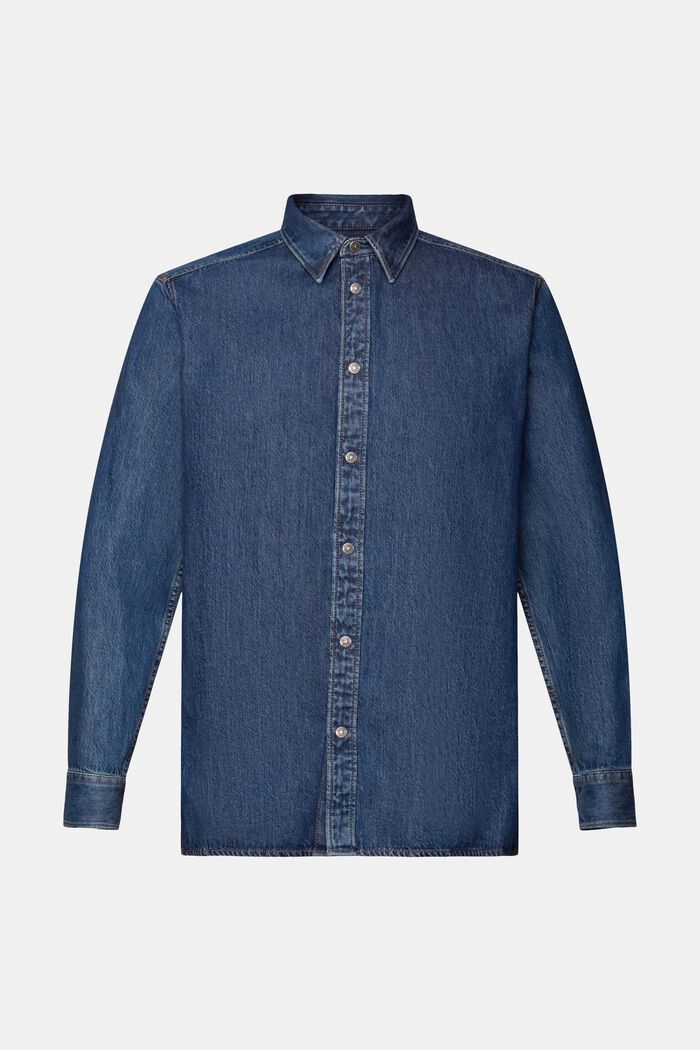 Jeansskjorta, 100% bomull, BLUE MEDIUM WASHED, detail image number 5
