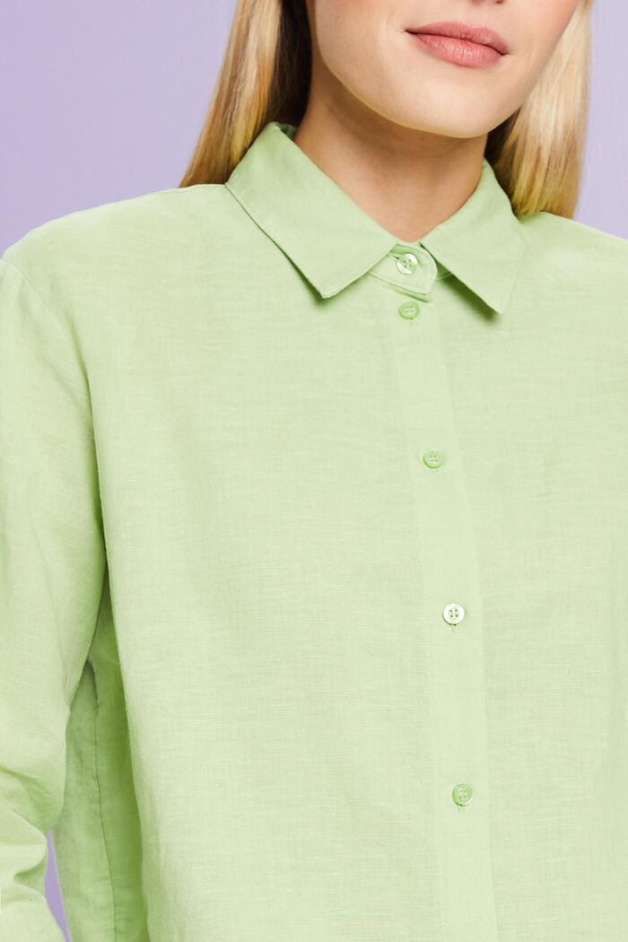 Skjorta i linne-bomullsmix, LIGHT GREEN, detail image number 3