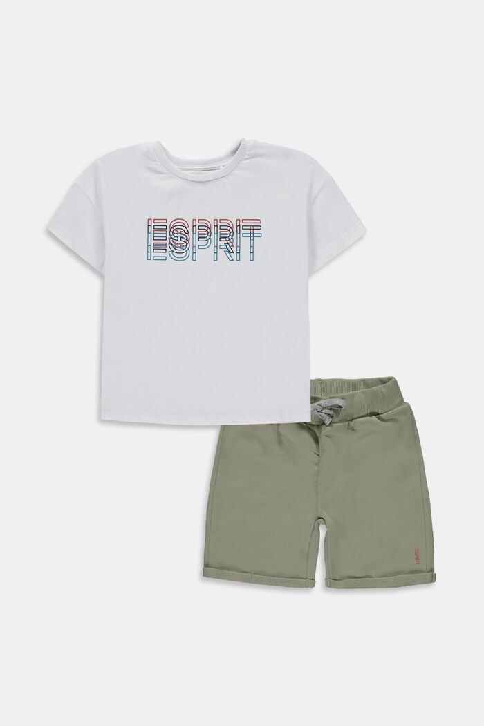 Mixat set: T-shirt och shorts med logotryck, WHITE, detail image number 0