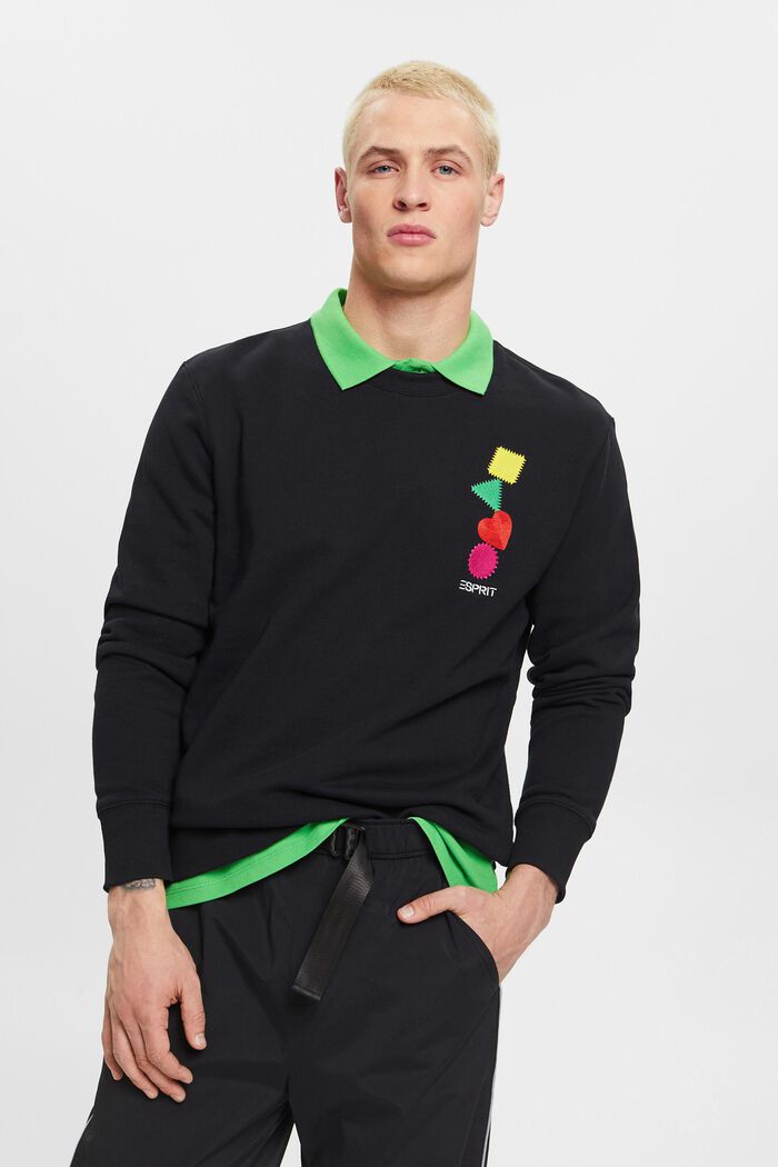 Sweatshirt med broderad logo, BLACK, detail image number 0