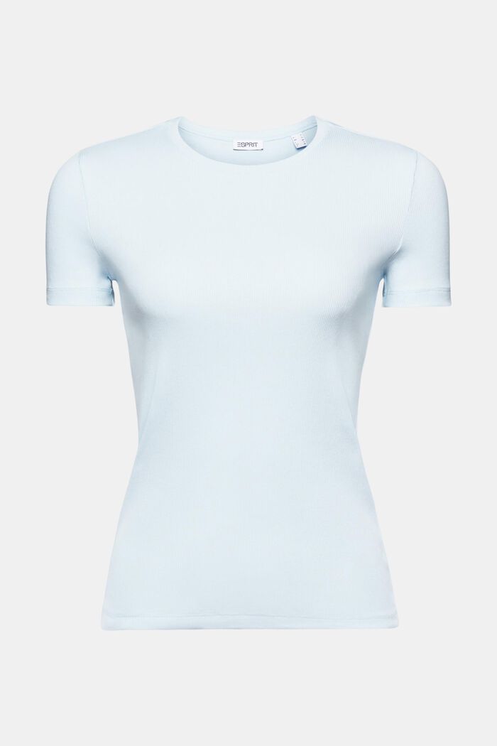 T-shirt i bomullsjersey med rund ringning, PASTEL BLUE, detail image number 6
