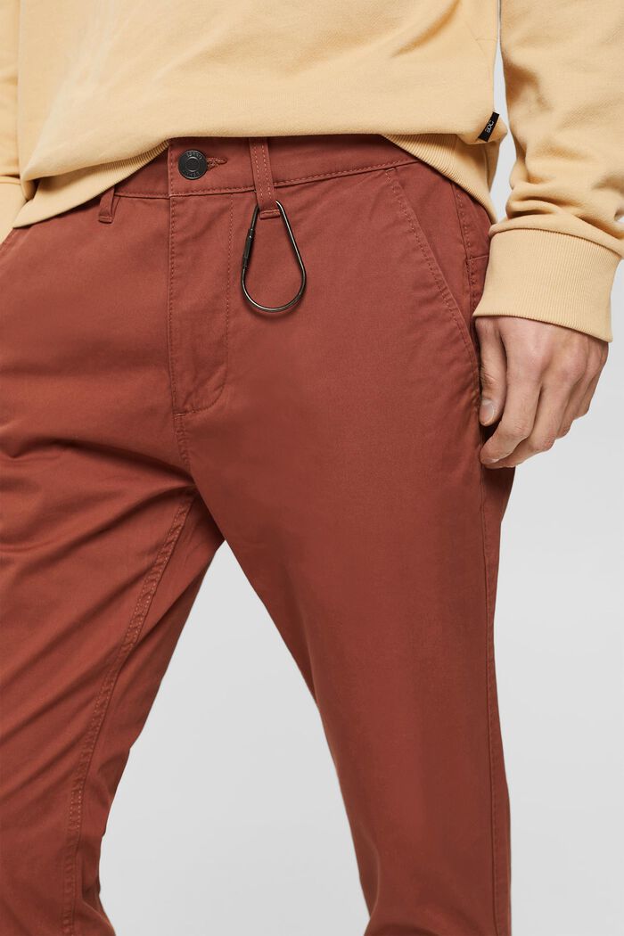 Smala chinos i ekologisk bomull, RUST BROWN, detail image number 0