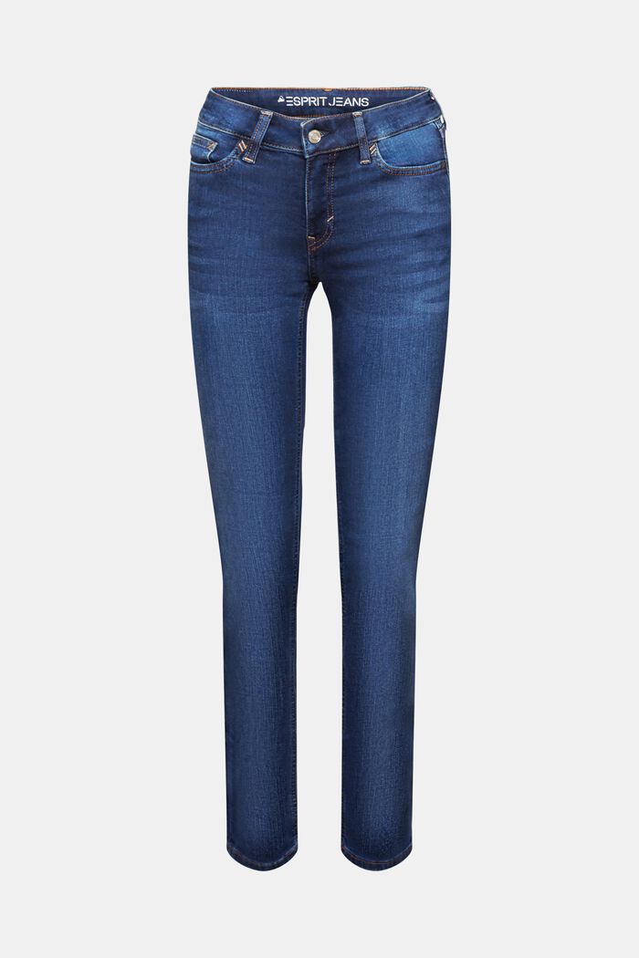 Smala jeans med medelhög midja, BLUE DARK WASHED, detail image number 7