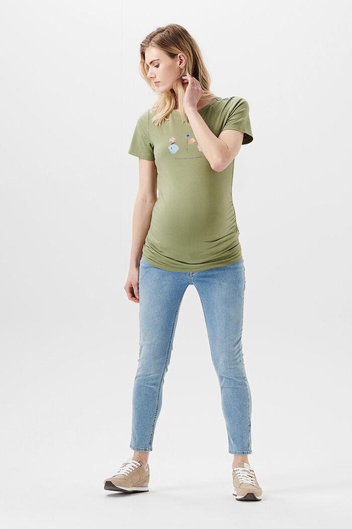 T-shirt med tryck, ekologisk bomull, REAL OLIVE, overview