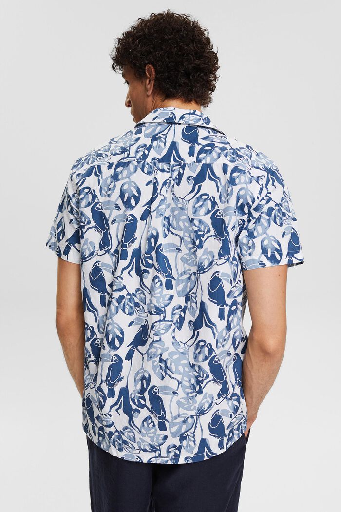 Kortärmad skjorta med tropiskt mönster, 100% bomull, BLUE, detail image number 4