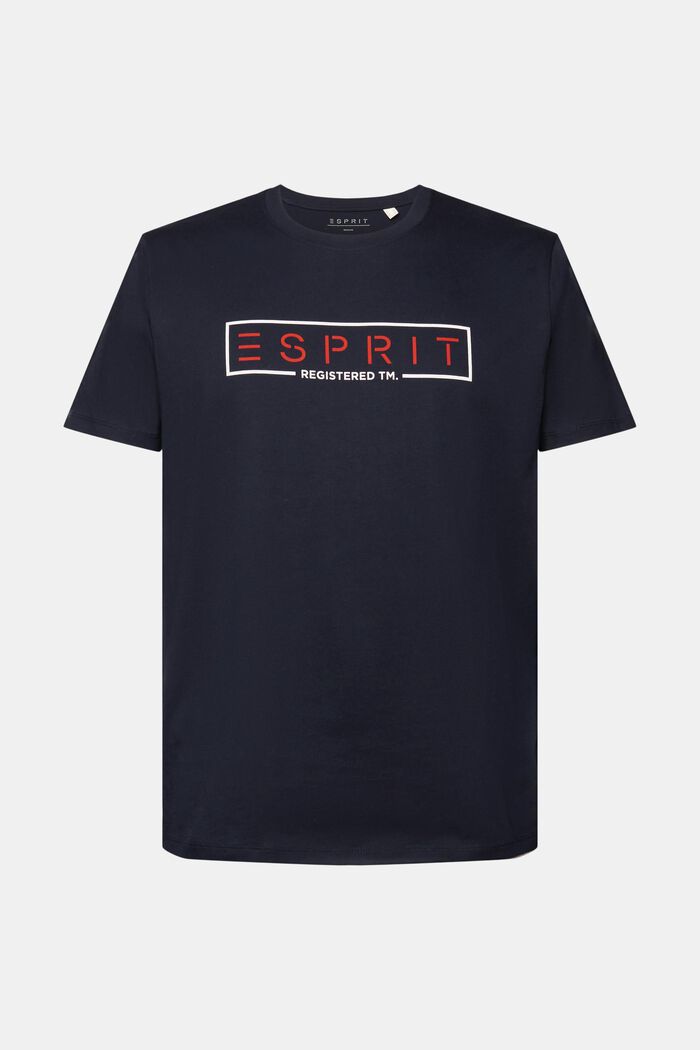 Jersey-T-shirt med logo, 100% bomull, NAVY, detail image number 6