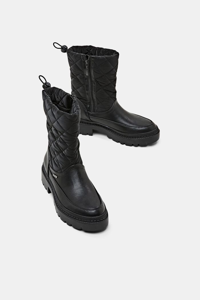 Varmfodrade boots i skinnimitation, BLACK, detail image number 5