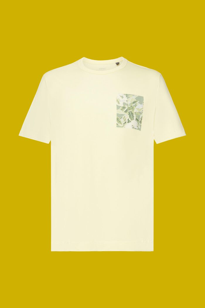 T-shirt i jersey med tryck på bröstet, 100 % bomull, LIGHT YELLOW, detail image number 6