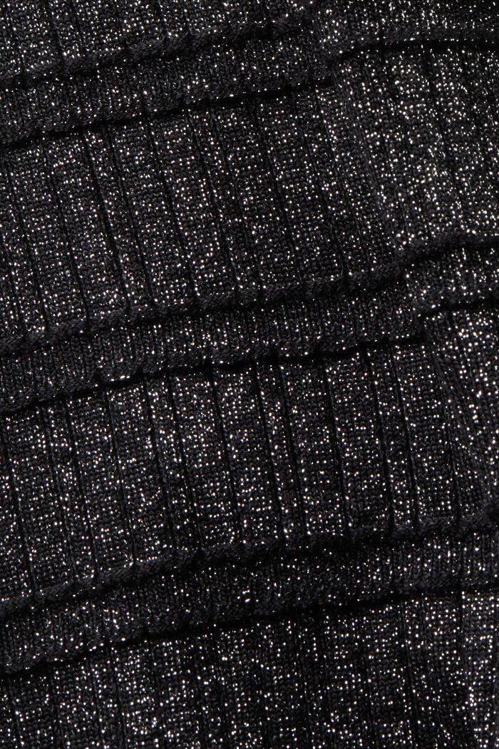 Kortare tröja i lamé med halvpolokrage, BLACK, detail image number 5