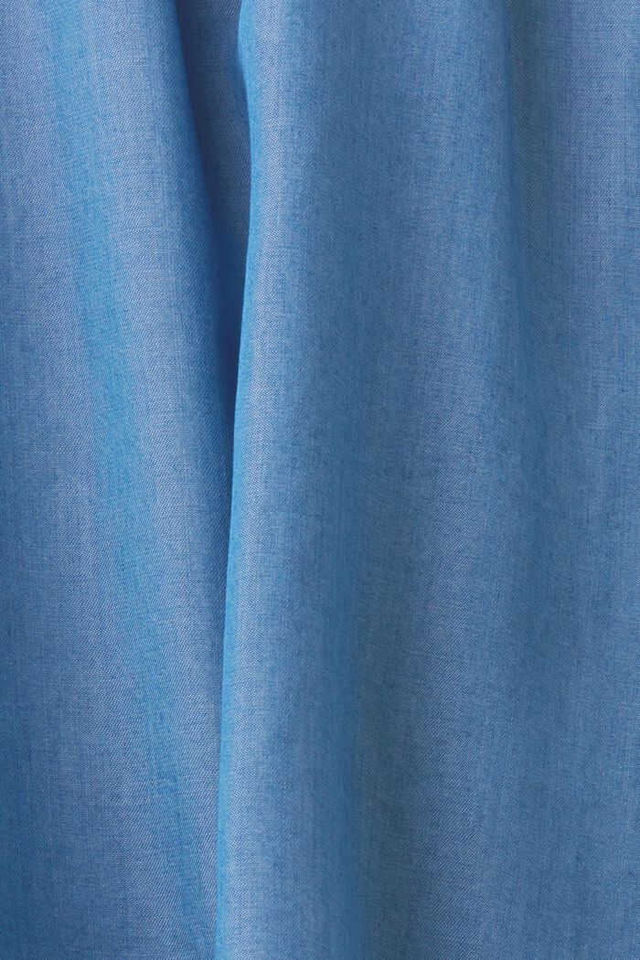 Ärmlös blus i denimlook med rynkad ringning, BLUE MEDIUM WASHED, detail image number 6